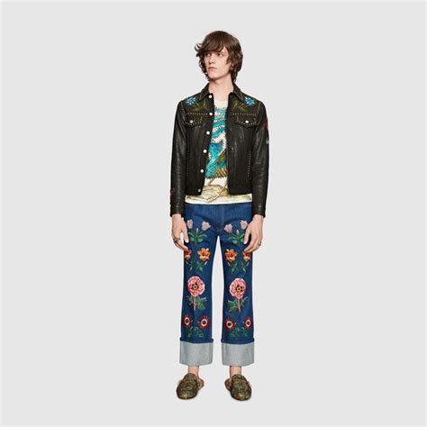 jeans gucci con i fiori|gucci pants for men.